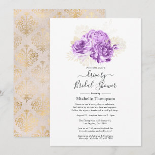Invitation Purple et Ivory Floral Drive par douche