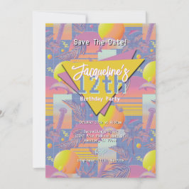 Invitation Purple été Vaporwave coucher de soleil Anniversair