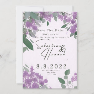 Invitation Purple Eucalyptus Botanique Élégant et simple