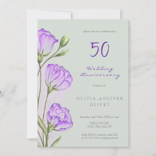 Invitation Purple Eustomas Mariage Anniversaire 50 ans