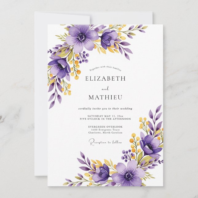 Invitation Purple Exquisite Spring Wedding (Devant)