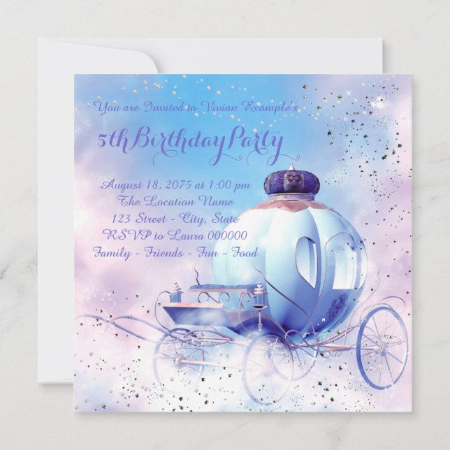 Invitation Purple Fairy Tale Princess Anniversaire (Dos)