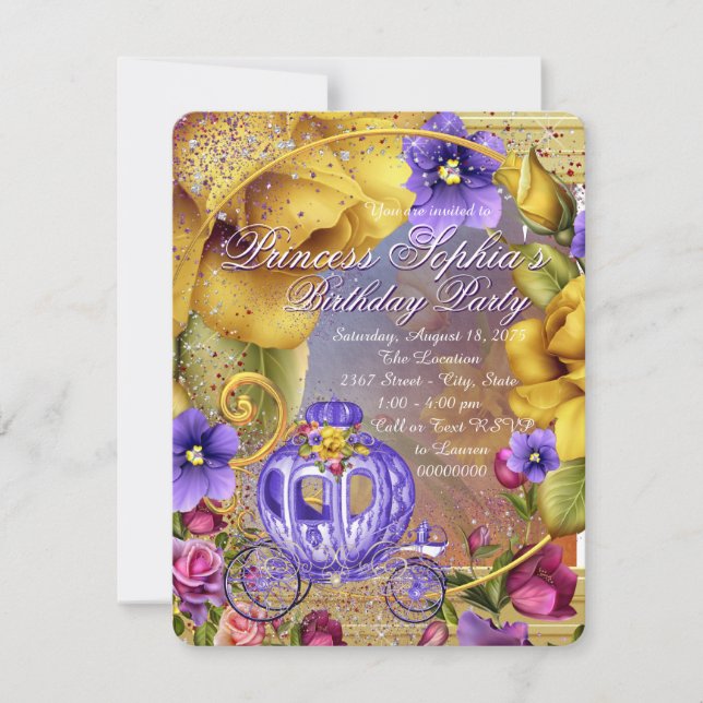 Invitation Purple Fairytale Princess Anniversaire (Devant)