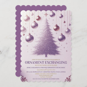 Invitation Purple Festive Noël Ornament Party d'échange
