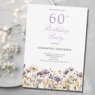 Invitation Purple Fleur sauvage 60e fête d'anniversaire