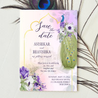 Purple fleurs paon enregistrer la date
