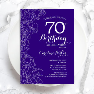 Invitation Purple Floral 70e fête d'anniversaire