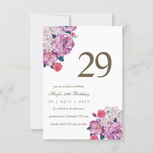 Invitation Purple Floral Botanical Simple Chic 29e anniversai