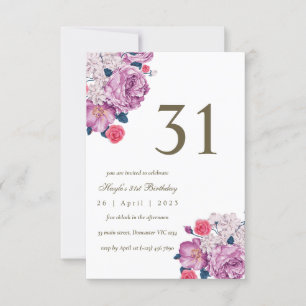 Invitation Purple Floral Botanical Simple Chic 31e anniversai