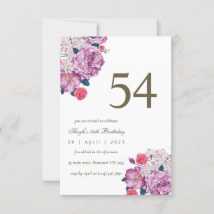 Invitation Purple Floral Botanical Simple Chic 54e anniversai