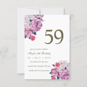 Invitation Purple Floral Botanical Simple Chic 59e anniversai
