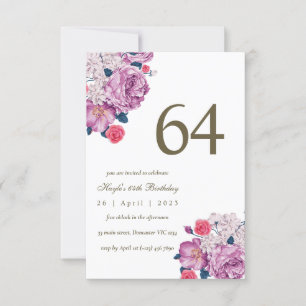 Invitation Purple Floral Botanical Simple Chic 64e anniversai
