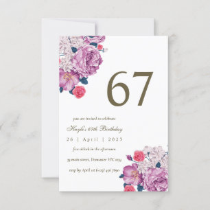 Invitation Purple Floral Botanical Simple Chic 67e anniversai