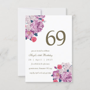 Invitation Purple Floral Botanical Simple Chic 69e anniversai