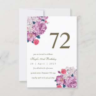 Invitation Purple Floral Botanical Simple Chic 72e anniversai