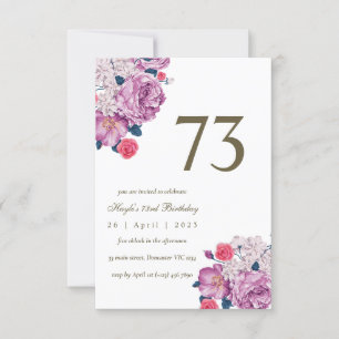 Invitation Purple Floral Botanical Simple Chic 73e anniversai