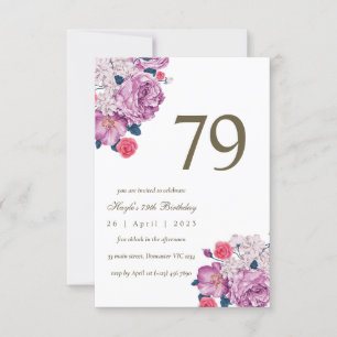 Invitation Purple Floral Botanical Simple Chic 79e anniversai