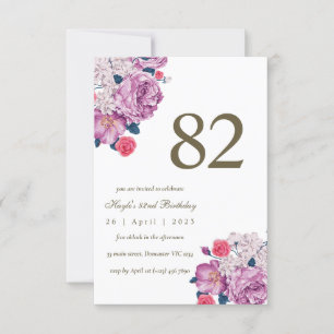 Invitation Purple Floral Botanical Simple Chic 82e anniversai