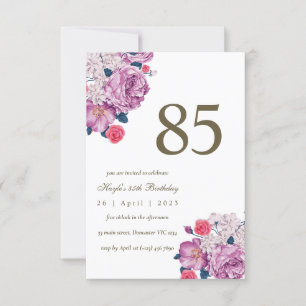 Invitation Purple Floral Botanical Simple Chic 85e anniversai