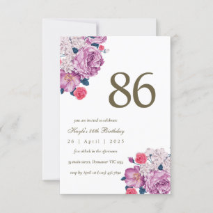 Invitation Purple Floral Botanical Simple Chic 86e anniversai