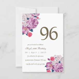 Invitation Purple Floral Botanical Simple Chic 96e anniversai