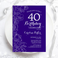 Purple Floral fête du 40e anniversaire