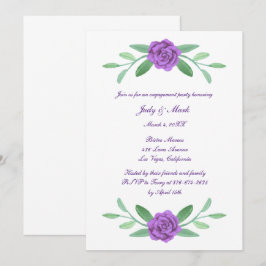 Invitation Purple Floral Green Foliage Engagement