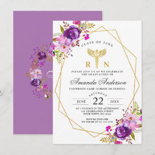 Invitation Purple Floral Modernisation de l'école de soins in