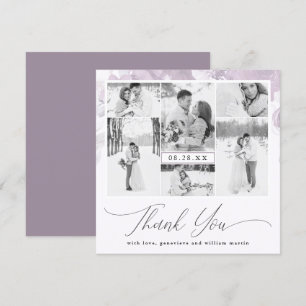 Invitation Purple Floral Photo Collage Mariage Merci