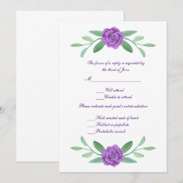 Invitation Purple Floral Vert Feuillage Mariage Réponse