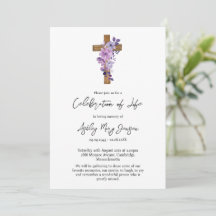 Purple flower cross Celebration of Life Funeral
