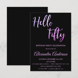 Invitation Purple Foil Bonjour 50 Cinquantième anniversaire f