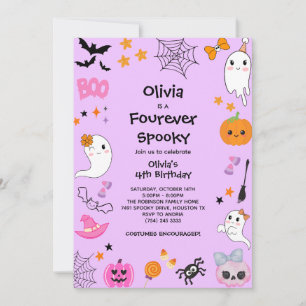 Invitation Purple Four Ever Spooky Halloween 4e Anniversaire