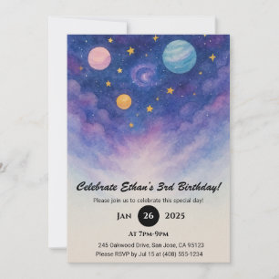 Invitation Purple Galaxy Aquarelle Ciel Anniversaire