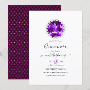 Invitation Purple Gemstone Mardi Gras fête d'anniversaire