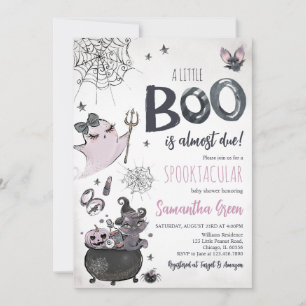 Invitation Purple Girl Éffrayant Fantôme Baby shower d'Hallow