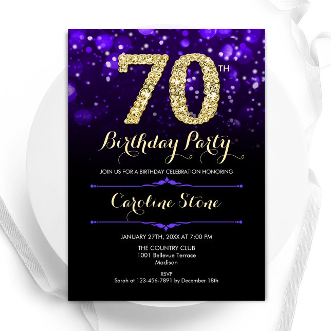 Invitation Purple Gold 70e anniversaire (Créateur téléchargé)