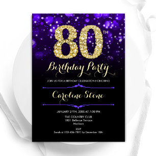 Invitation Purple Gold 80e anniversaire