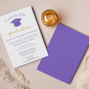Invitation Purple & Gold Classe de Graduation Party
