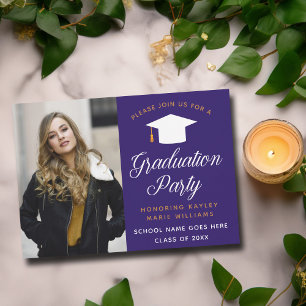 Invitation Purple Gold Graduate Photo 2025 Graduation Party