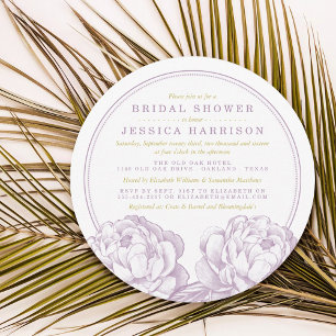 Invitation Purple & Gold Pretty Peony Fête de l'mariée floral