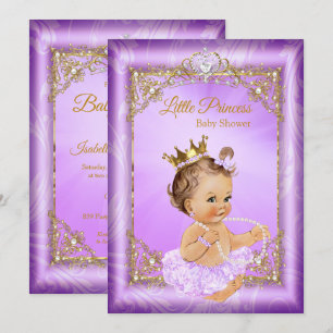 Invitation Purple Gold Princess Baby shower Girl