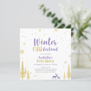 Invitation Purple & Gold Winter Onederland 1er Anniversaire