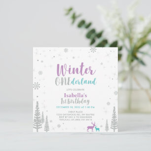 Invitation Purple Green Winter Onederland 1er Anniversaire