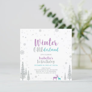 Invitation Purple Green Winter Onederland 1er premier anniver