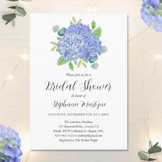 Invitation Purple Hydrangea Bouquet Fête des mariées botaniqu