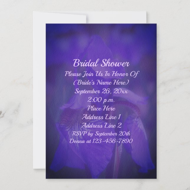 Invitation Purple Iris Flower Bridal Shower  (Devant)