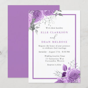 Invitation Purple Lavender Floral Mariage élégant