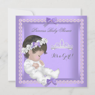 Invitation Purple Lavender Pearl Baby shower fille