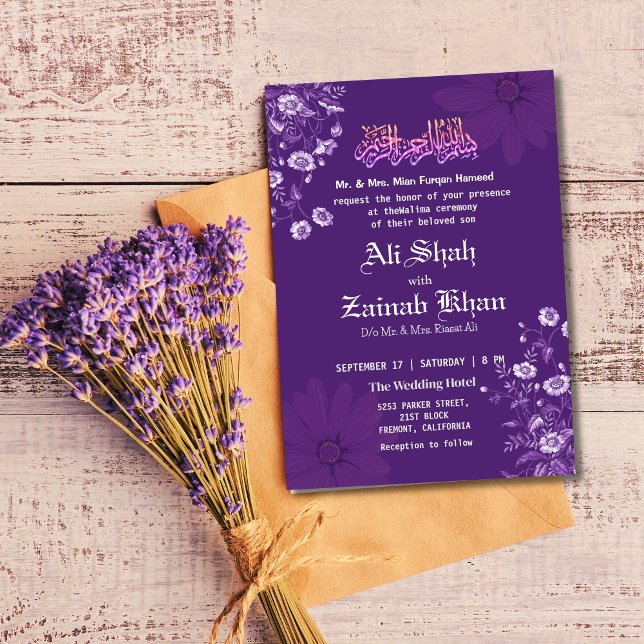 Invitation Purple Lavender Walima Mariage islamique Lavender (Créateur téléchargé)